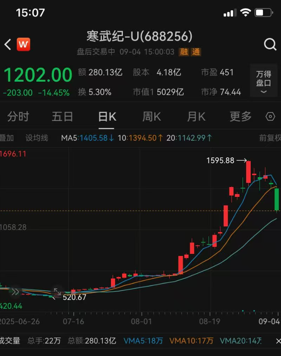 卢深策略 寒武纪两日市值蒸发1000亿，百亿资金大调仓，下跌原因找到了